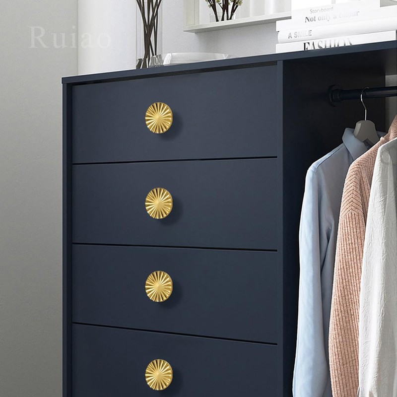 Ruiao 1-1/3 inch Gold Cabinet Knobs Drawer Pulls Kitchen Cabinet