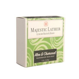 Majestic Lather Soothing Aloe & Activated Charcoal Luxury Bar Soap for Face, Body, Dry Sensitive Skin, Eczema, Psoriasis, Rosacea, ACNE and Oily Skin. Great For All Skin Types. 5.0 Oz.