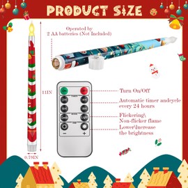 Aurelema 8 Pcs Christmas Flameless Taper Candles with Remote & Timer Christmas Battery Flameless Candles Xmas LED Candlesticks Flickering Real 3D Real Wax Candle for Holiday Party Favour Home Decor