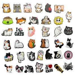 ZPSOSPZ Cat Shoe Charms,38pcs Cute Cat Shoes Accessories Funny Animal Shoes Decorations PVC Cartoon Shoes Accessories Durable Waterproof Cat Shoe Charm Shoe Decoration Charms Party Gifts for Teens