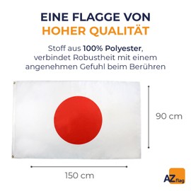 AZ FLAG - Flagge Japan - 150x90 cm - Japanische Fahne 90 x 150 Cm Feiner Polyester - Flaggen