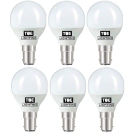 TBE Lighting LED G45 Golf Ball Bulbs - Pack of 6 - B15 / SBC/Small Bayonet Cap - 5w - Daylight White 6000K - 450 Lumens