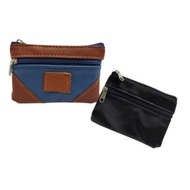 2 x men's purses, one in colour and one in black. With inner key ring on both purses, cards, coins, keys, etc., blue, M, Modern
