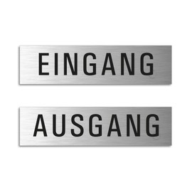 Door Signs I Set of 2 I L Aluminium Stainless Steel Look I 'Input and Output L 160 x 40 mm L Number 28007 S