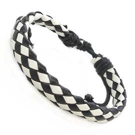 Stands Out, Supplying Outstanding Gifts Whirlybird Black & White Braided Bracelet – Faux Leather Adjustable Wristband for Men, Women & Kids