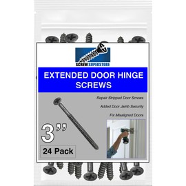 Oil Rubbed Bronze Wood Screws 9 X 3 Inch – Extra Long Steel Door Hinge Screws - Door Security Screws - 24 Pack