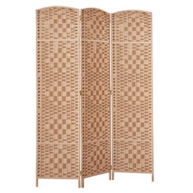 Rose Home Fashion 6 ft Tall Room Divider, Room Dividers and Folding Privacy Screens, 15.7in Privacy Screen 3 Panel Partition Temporary Wall Separation for Private, Natural