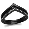 YourJewelleryBox Wedding Engagement Simulated Diamond Ring Stainless Steel Black Wishbone