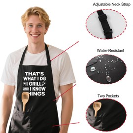 Xtilkmght Funny BBQ Apron for Men with Pockets - Mens Aprons for Grilling Cooking BBQ, Chef Birthday Gifts for Husband Step Dad Boyfriend Brother Fathers Day Christmas Thanksgiving