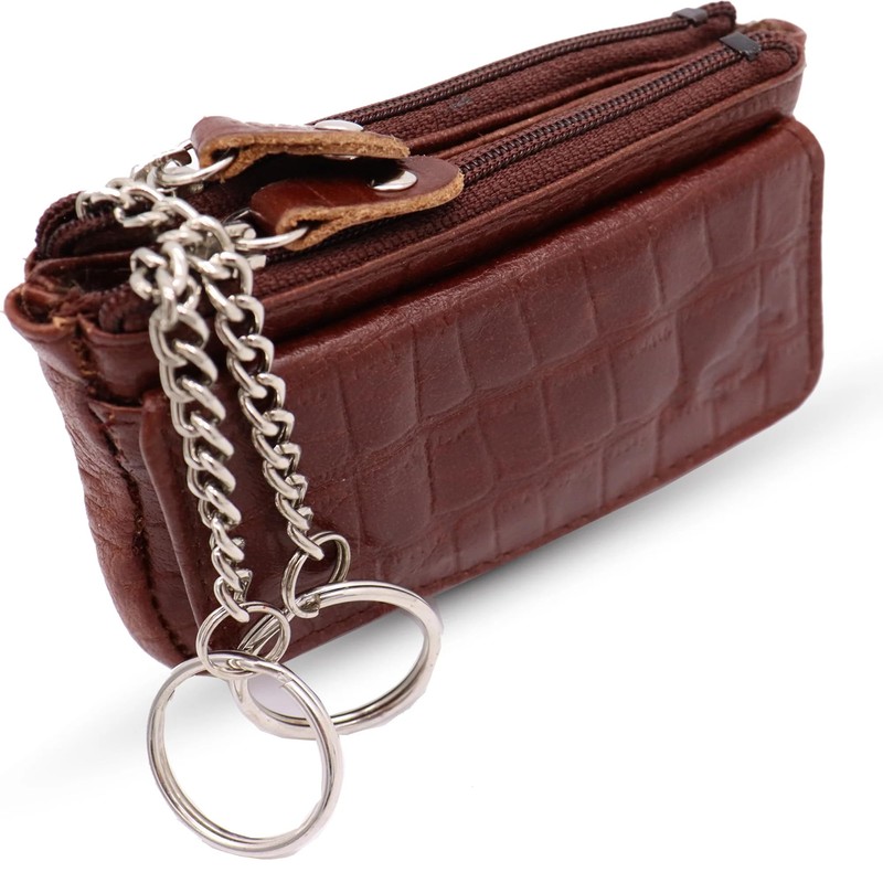 Safekeepers Leather Key Case - Small Key Bag with Zip