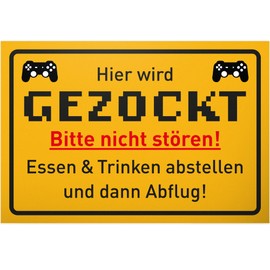 DankeDir! Hier wird gezockt - Sign - Party Decoration Gamer Gift Idea Decoration Playroom Student Door Sign Room Party - Teenager Gift Gamer Birthday Gift Decoration Teenager