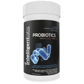 Intelligent Labs Intelligent Labs 50 Billion CFU Probiotic Men and Women with Prebiotics, No Refrigeration Needed, with Sunfiber and FOS for 10x More Effectiveness, 2 Months Supply Per Bottle