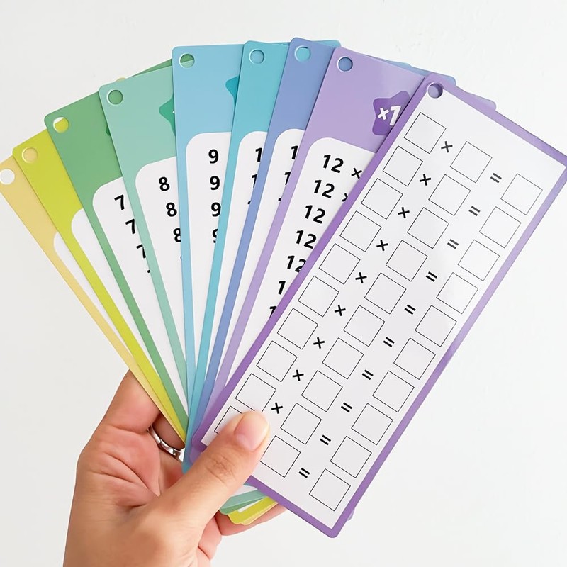 Zwttey 0-12 Multiplication Table Cards Kit, Self-Check Multiplication Flash Cards