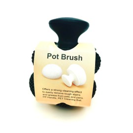 ZOSTER Pot Brush Scrubber for Pots and Pans, PP Handle, PET Cleaning Ball, Microfiber, Dishwasher Safe (Set of 2) (Black color)