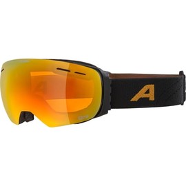 ALPINA Granby Q-Lite Mirrored, Contrast-Enhancing Ski Goggles with 100% UV Protection for Adults, Matte Black/Gold, One Size