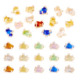 Beadthoven - Dijes de vidrio de circonita cúbica para hacer joyas, collar de diamantes de imitación, encantos de metal dorado para mujeres, pulseras de bricolaje, arete, gargantillas, accesorios