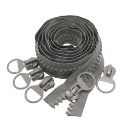 YaHoGa Super Large Plastic Zipper Grey 14mm Wide Teeth Heavy Duty Zippers by The Yard Bulk for DIY Sewing Tailor Crafts Bags Tents (#20 Grey 1.8M)