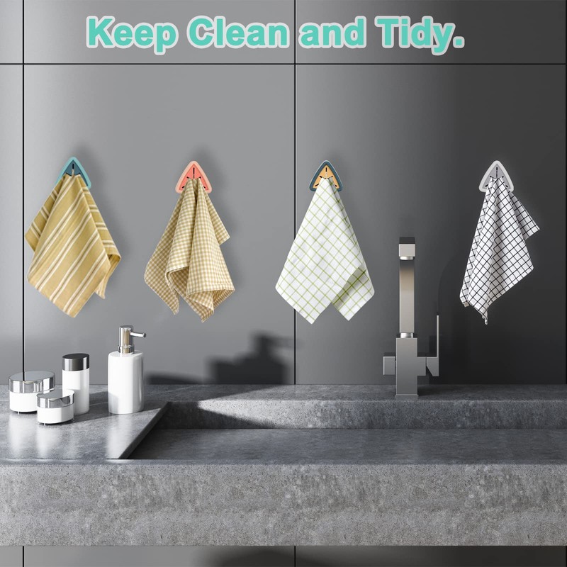 Pletpet 4Pcs Towel Hook Holder Grabber, Drill Free Self Adhesive