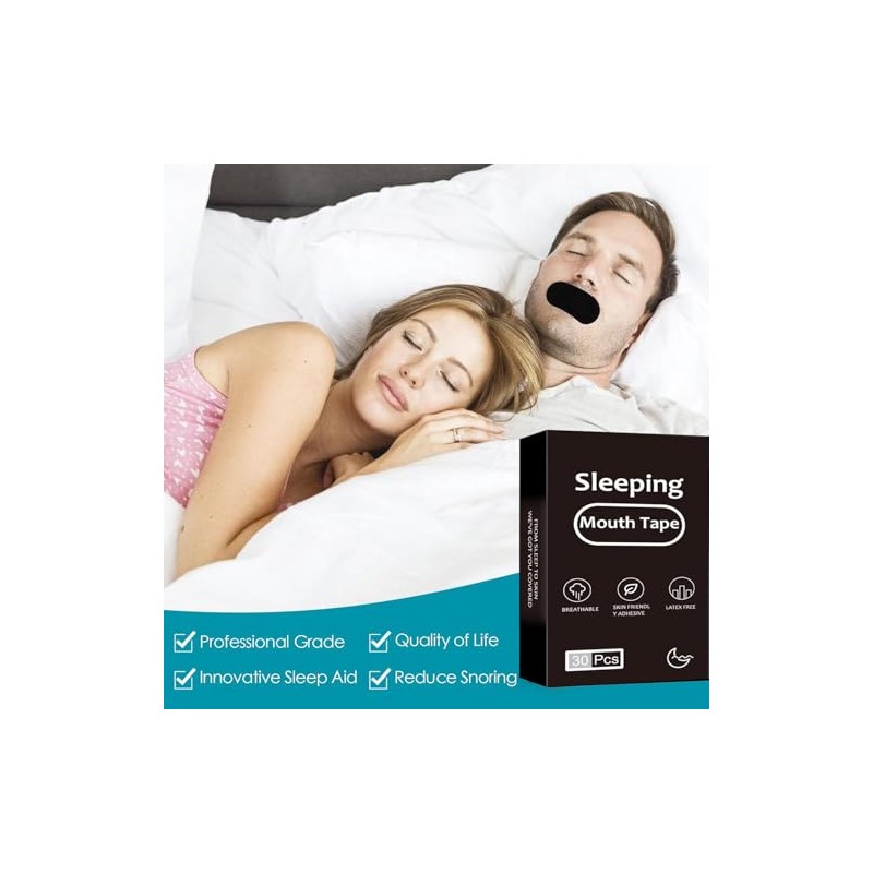 30pcs Cintas bucales para dormir,Reduce la sequedad bucal Parches para