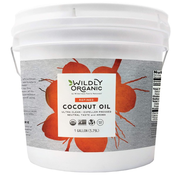 Refined Organic Coconut Oil - Coconut Oil For Skin - Coconut Oil For Hair - Coconut Oil Organic - Coconut Oil For Cooking - Cooking Oil - Expeller Pressed Coconut Oil - 1 Gallon - Wildly Organic