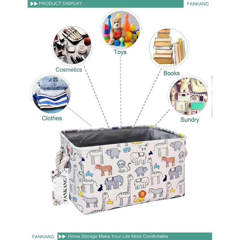 FANKANG Rectangular Fabric Storage Bin Box Laundry Basket, Nursery Storage,