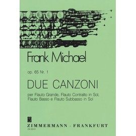 Due Canzoni: op. 65/1. Flöte, Altflöte, Bassflöte und Subbassflöte. Partitur und Stimmen.