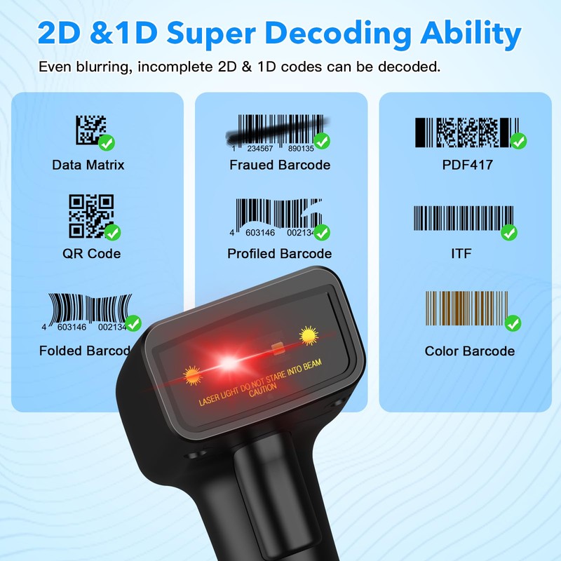 Barcode Scanner,Symcode USB 1D Laser Wired Barcode Reader