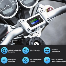 DROK 48v Golf Cart Battery Meter - LCD Display Lithium Battery Monitor 10-100v Volt Meter Temperature Gauge for Marine RV Car DIY Project