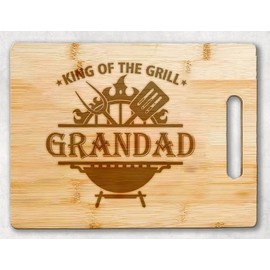 King Of The Grill Cutting Board For Grandad Griller - Grandpa Gift - Grandad's Bbq - Grilling Gift For Men - Fathers Day Cutting Board - Grill Master - Best Grandad Cutting Board