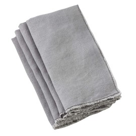 Saro Lifestyle Fringe Linen Table Napkin (Set of 4), Grey, 20"