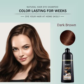FVQUHVO Dark Brown Hair Color Shampoo for Gray Hair -Instant Hair Dye Shampoo 3 in 1 for Men & Women - Herbal Brown Shampoo Long Lasting Brown Hair Dye 16.90 Fl Oz(Dark Brown)