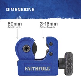 Faithfull Metal Pipe Cutter 3-16mm – Adjustable Pipe Cutting Tool with Sharp Wheel for Copper, Brass, Aluminium & Thin Steel Tubing