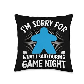 Funny Board Game Sayings For Game Nights I'm Sorry for What I Said Night-Board Game Throw Pillow, 16x16, Multicolor