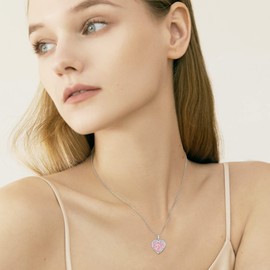 Father Daughter Locket Necklace S925 Sterling Silver Simulated Pink Opal Daughter Gifts from Dad Mom I Love You Forever Daughter Locket Jewelry Gift (02-05-Father Daughter Locket-Simulated Pink Opal)