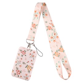 Floral Lanyard for ID Keys with Vertical Sliding Badge Holder for Office School IDs Neck Lanyard with Swivel Metal Clasp