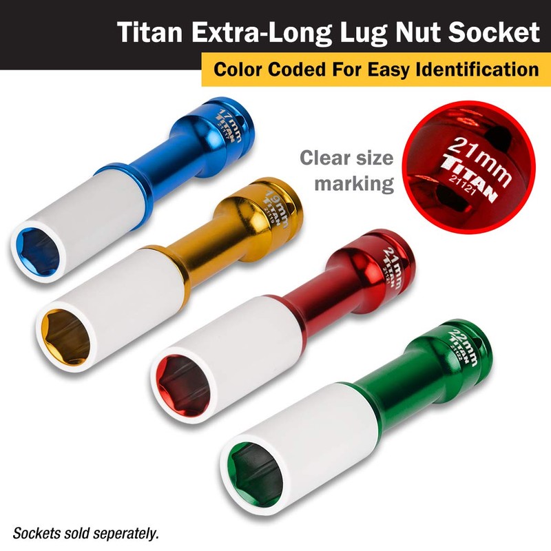 Titan 21121 1/2-Inch Drive x 21mm Non-marring Impact Extra-Long Lug