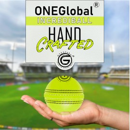 ONEGlobal Incrediball Soft Practice Cricket Ball | Outdoor & Indoor Rubber Cricket Ball With Core & Stitched Seam | For Practice, Honing Skills & Family Fun (3-Fluoro Yellow)