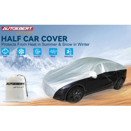 AUTOXBERT 4 Layers Universal Half Car Cover  Anti-UV Waterproof Cover Fit for Sedan SUV
