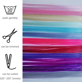 12pcs Multicolor Clip in Hair Extensions Mix tinsels,22 Inch Colored Hair Extensions,2 in 1 Rainbow Hair with Silver Tinsels,Kids Hair Extensions ,Colorful Party Highlights for Kids Girls（12 colors）