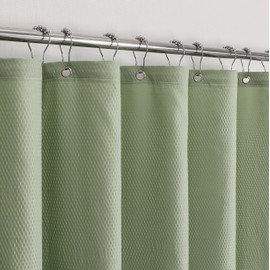 VivaNest Sage Green Waterproof Textured Cloth Fabric Shower Curtain with 2 Magnets, Soft Hotel Quality Bubble Shower Curtain Liner, Light-Weight & Machine Washable, 72x72 inches