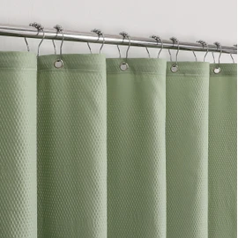 VivaNest Sage Green Waterproof Textured Cloth Fabric Shower Curtain with 2 Magnets, Soft Hotel Quality Bubble Shower Curtain Liner, Light-Weight & Machine Washable, 72x72 inches