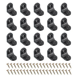 PATIKIL Plastic Corner Braces 0.92x0.92x0.65, 20 Pack L-Shape Bracket Right Angle Board Holder Shelf Support with Screws for Fixing Drawer Wood Shelves Cabinet Frame, Black