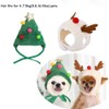 HOMDOWUP Green Santa Dog Hat Antler Costume Christmas for Cats