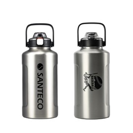 SANTECO Water Bottle, 6.9 fl oz (1,900 ml), Vacuum Insulated, Large Capacity, Thermos Flask, Cold Retention, Includes Straw, Direct Drinking, Sports Drinks, Stylish, Wide Mouth, Stainless Steel Bottle