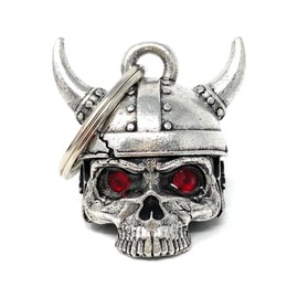 Bravo Bells - Casco vikingo con calavera de diamante, accesorio de campana de motociclista o llavero para buena suerte en la carretera