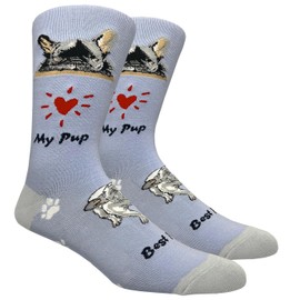 Urban-Peacock Men's Novelty Fun Socks - Multiple Themes (Love My Pup - Best Pup - French Bulldog)