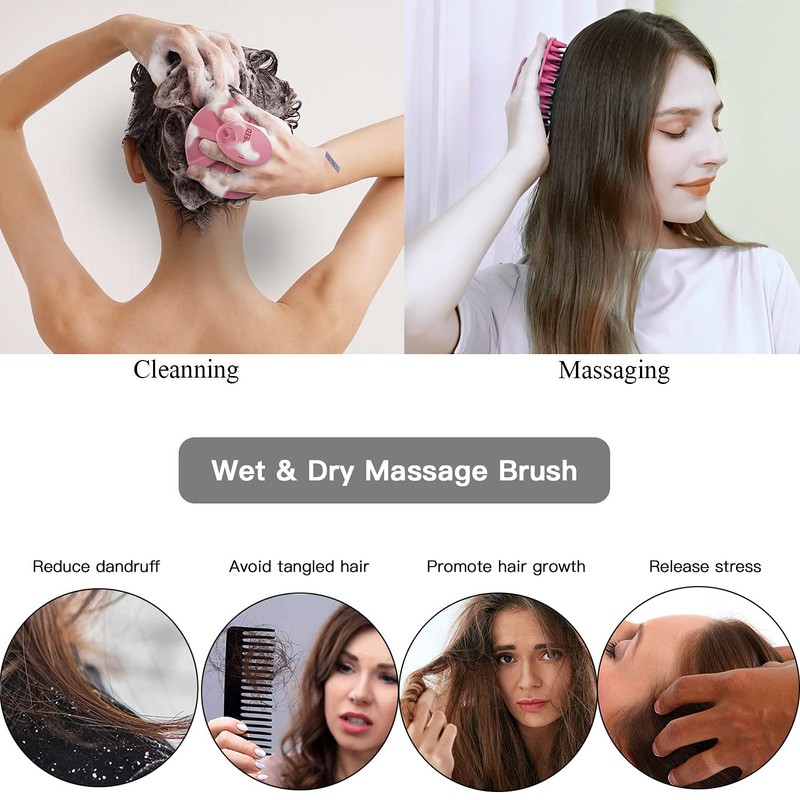 One-piece Silicone Scalp Massager Shampoo Brush Hair Wash Scrubber, Pink