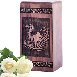 Serene Horizon Wooden Urn, Mini Memorial Box, Small Keepsake, 5-Inch, Black Wood Keepsake Urn