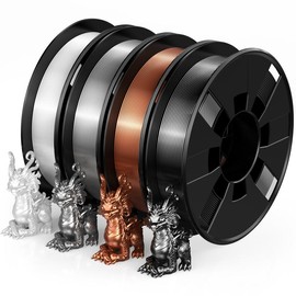 PLA 3D Printer Filament Bundle 200g x 4 Spools Set 1.75mm Dimensional Accuracy +/- 0.02mm for 3D Printers & Pens Printing Supplies, 3dprinter:_White/Silver/Gray-black/Red Copper