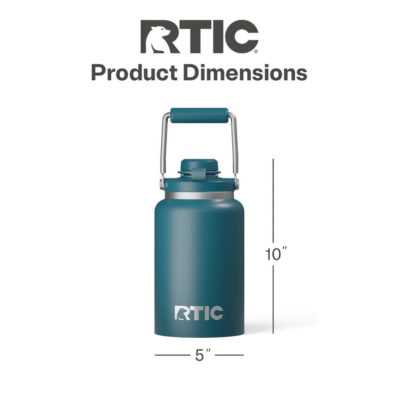 RTIC Half Gallon Outback Jug, Stainless Steel, Ceramic Lined Insulated